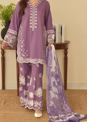 💜✨ Lavender Elegance Embroidered 3-Piece Suit ✨💜