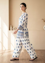 πΏπ Blue Floral Block Print Kurta & Palazzo Co-Ord Set ππΏ