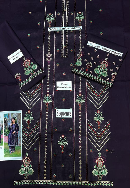 SAYA Original Premium 2 Piece Embroidered Lawn Suit β Deep Plum | Summer Collection 2026