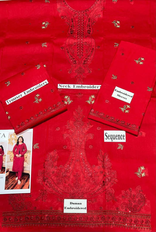 SAYA Original Premium 2 Piece Embroidered Lawn Suit β Mehroon | Summer Collection 2026