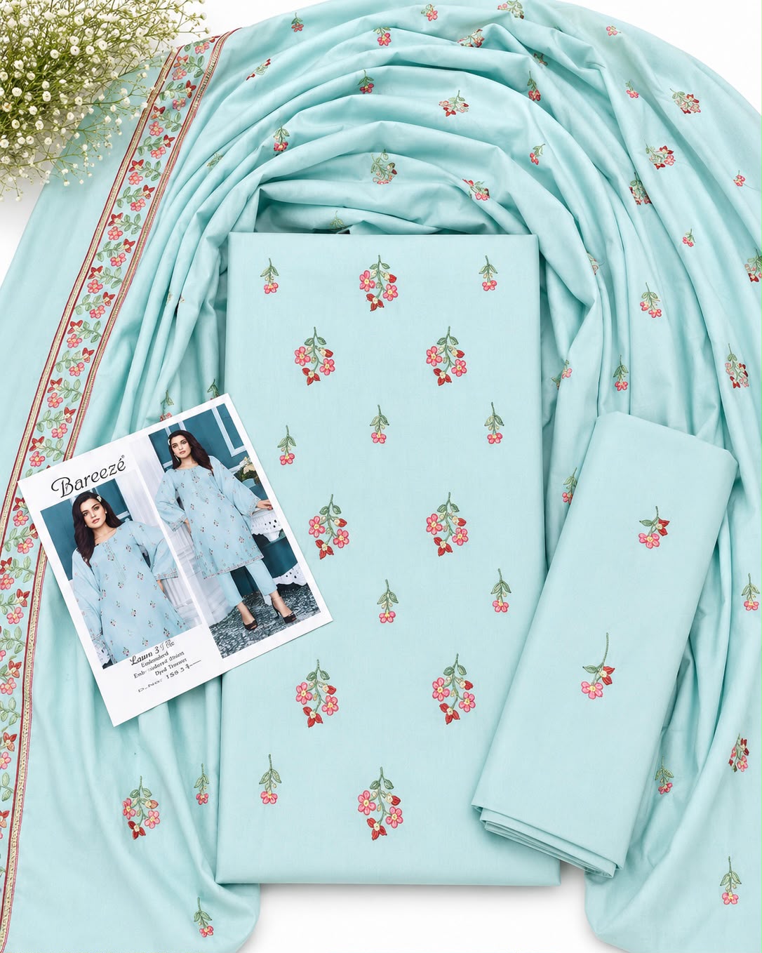 Bareeze Embroidered Lawn 2 Piece – Mint Green