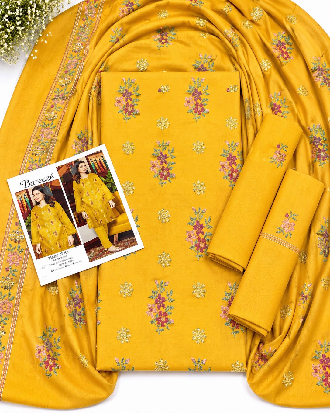 Bareeze Embroidered Lawn 2 Piece – Yellow