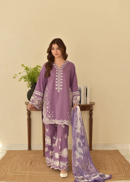💜✨ Lavender Elegance Embroidered 3-Piece Suit ✨💜