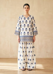 🌿💙 Blue Floral Block Print Kurta & Palazzo Co-Ord Set 💙🌿