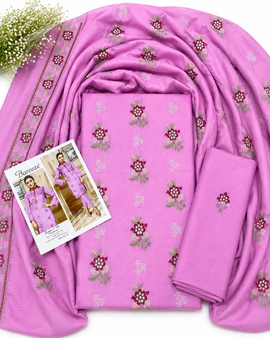 💜 Bareezé Embroidered Lawn 2 Piece – Lavender Purple