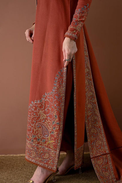 🧡 Luxury Rust Orange Embroidered 3-Piece Airjet Lawn Suit