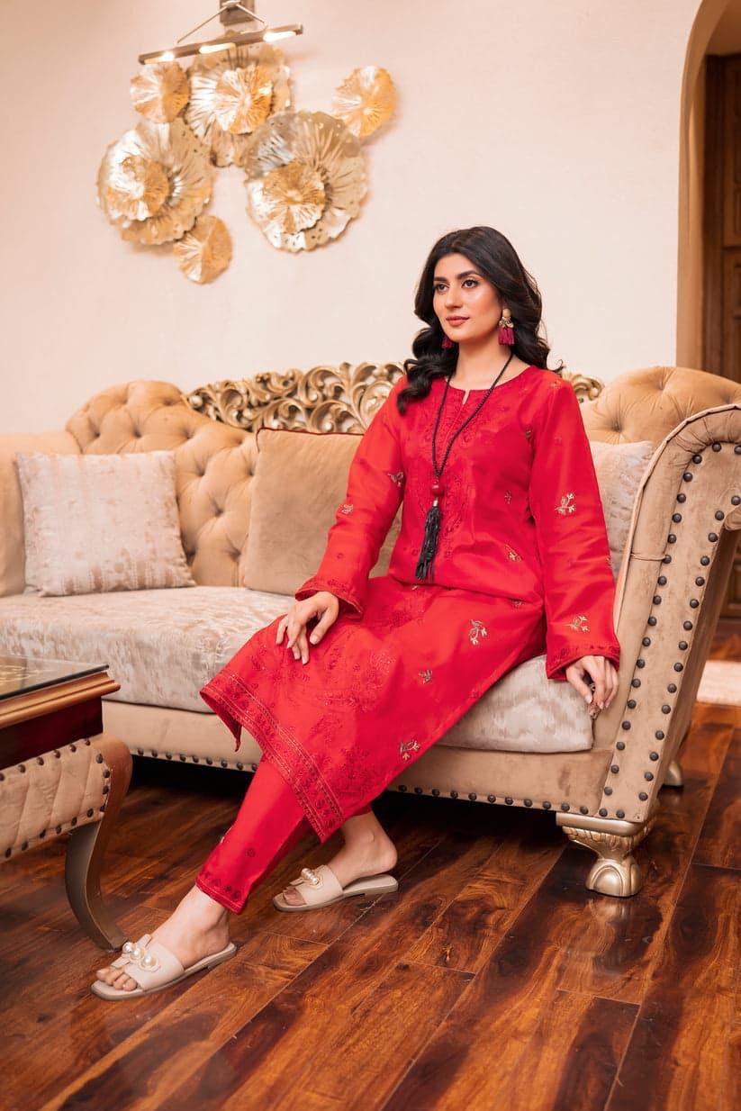 SAYA Original Premium 2 Piece Embroidered Lawn Suit – Ash Tea Pink | Summer Collection 2026