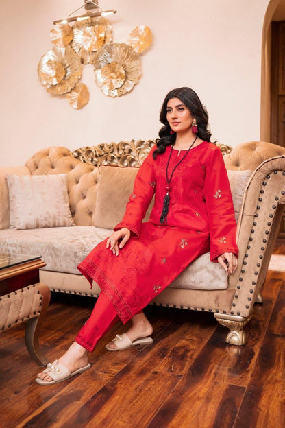 SAYA Original Premium 2 Piece Embroidered Lawn Suit – Ash Tea Pink | Summer Collection 2026