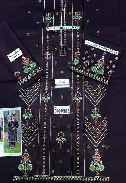 SAYA Original Premium 2 Piece Embroidered Lawn Suit – Deep Plum | Summer Collection 2026