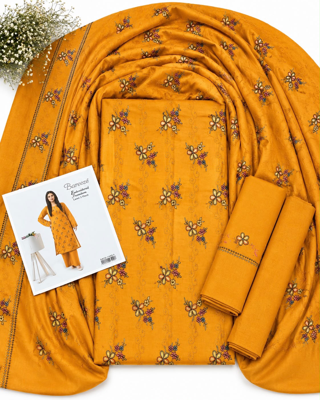 Bareeze Embroidered Lawn 2 Piece – Mustard