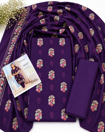 💜 Bareeze Embroidered Lawn 2 Piece – Purple
