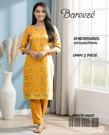 Bareeze Embroidered Lawn 2 Piece – Mustard