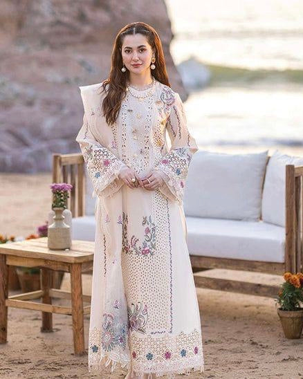 🤍 Luxury Ivory Embroidered 3-Piece Lawn Suit