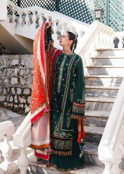 💚 Luxury Dark Green Embroidered 3-Piece Lawn Suit