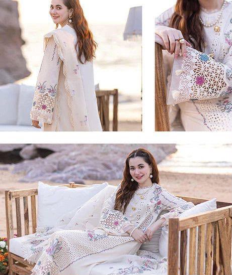 🤍 Luxury Ivory Embroidered 3-Piece Lawn Suit