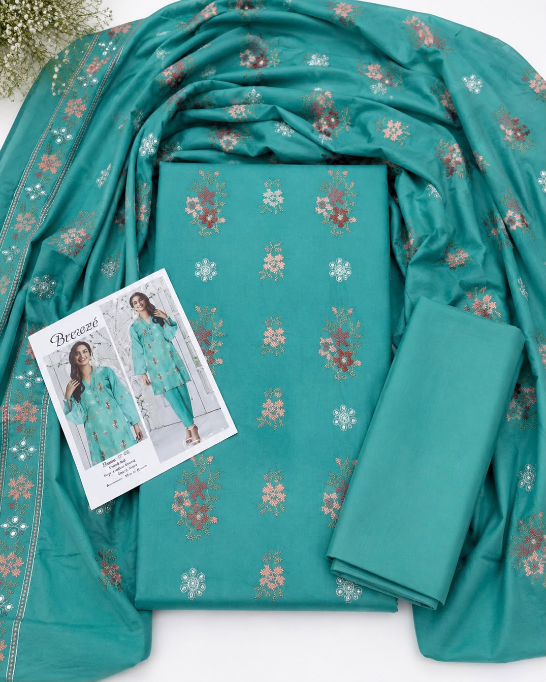 Bareeze Embroidered Lawn 2 Piece – SEA GREEN
