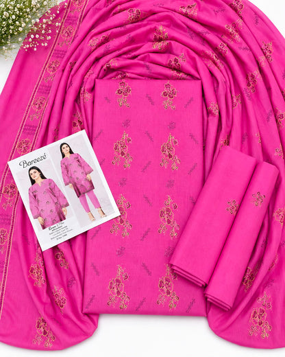 💗 Bareezé Embroidered Lawn 2 Piece – Tea Pink
