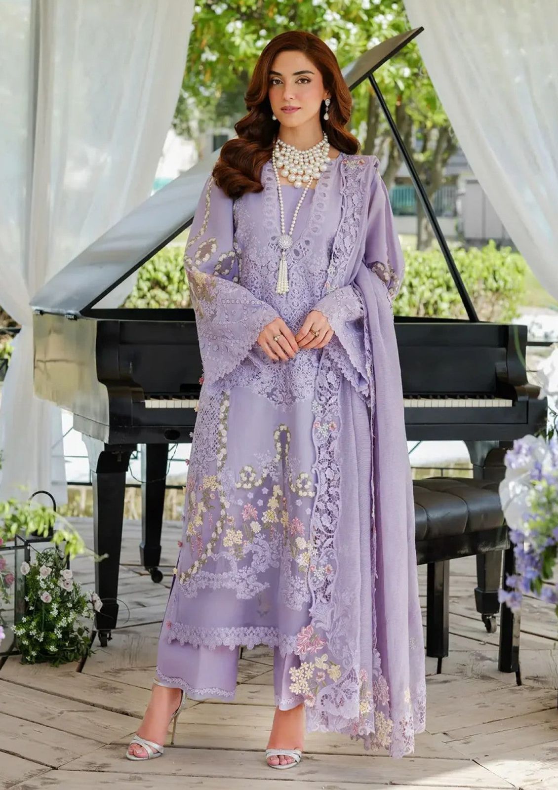 💜 Luxury Embroidered 3-Piece Airjet Lawn Suit