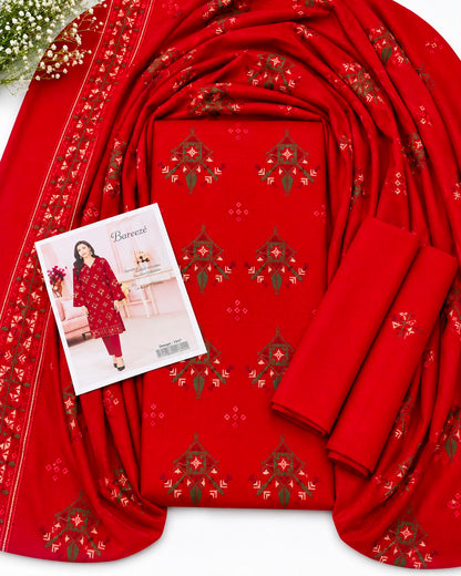 Bareeze Embroidered Lawn 2 Piece – Red
