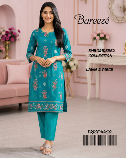 Bareeze Embroidered Lawn 2 Piece – SEA GREEN
