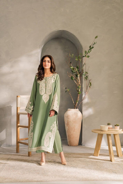 💚 Luxury Sage Green Embroidered 3-Piece Airjet Lawn Suit